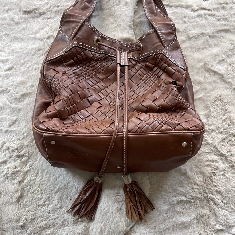 Lancel Woven Braided Leather Hobo Tote - Picture 10 of 16